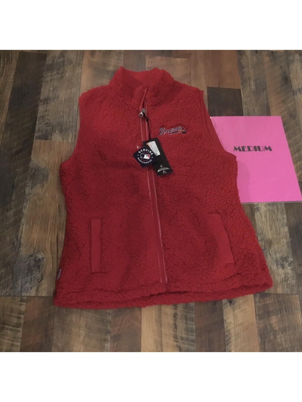 Atlanta Braves MLB Baseball Sherpa Teddy Fleece Vest Jacket - Women's M - New!